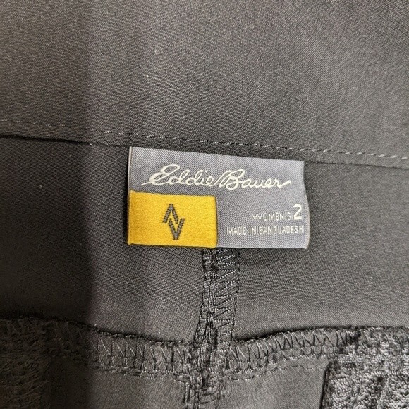 Eddie Bauer Pants Women 2 Athletic Outdoors Adventurer Drawcord Cuff Capri Black - Picture 7 of 10